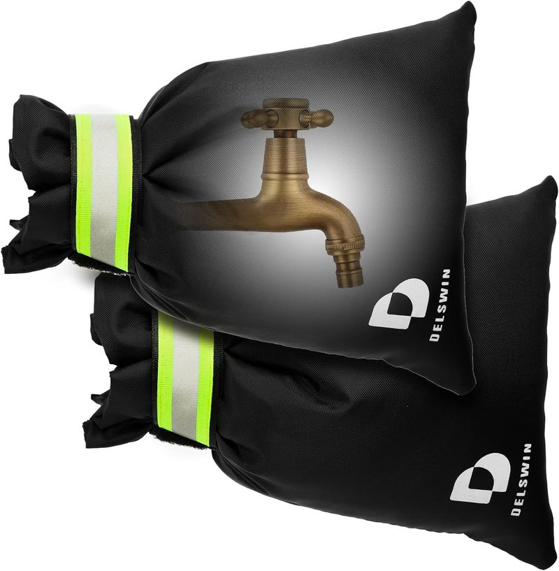 DELSWIN Outdoor Faucet Covers for Winter, 2P 8.7"x7" Spigot Covers Winter Insulated for Outside, Reusable Waterproof Garden Faucet Socks for Freeze Protection - Image 1